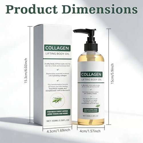 Hydrating Collagen Oil for Body & After Shower - 2 Pack, Collagen Lifting Body Oil, Lightweight Non-Greasy Moisturizer for Women & Men, 3.38 Fl Oz Each Avelisse