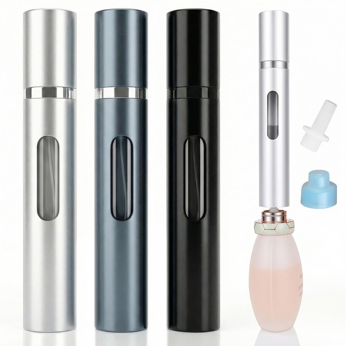 Gloxlite 3-Pack 10ml Travel Perfume Atomizers – Refillable Stainless Steel Spray Bottles for Men & Women Avelisse