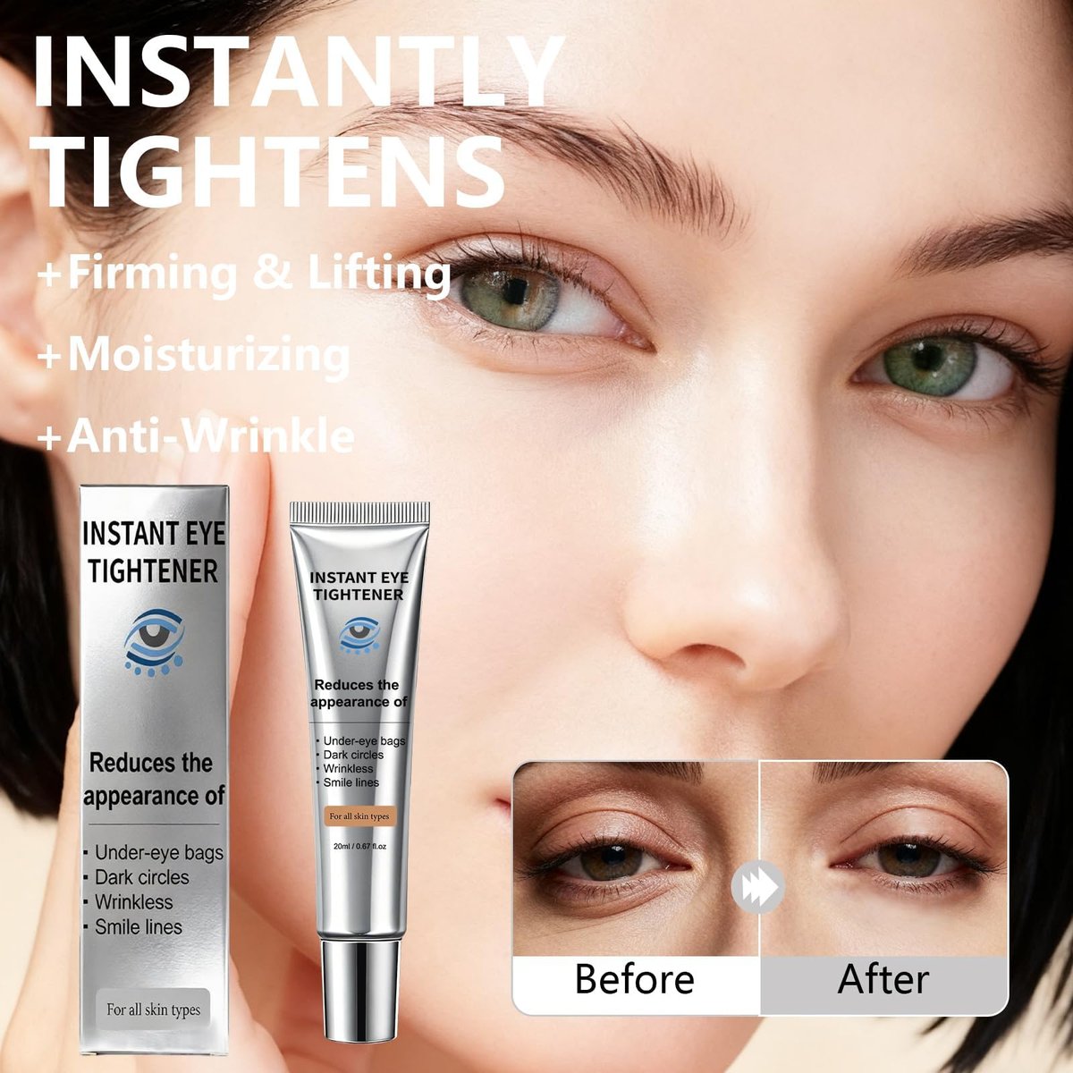 Instant Under Eye Lift Serum - Anti-Aging Formula for Under Bags and Wrinkles, Temporary Eye Tightener Cream Firming Primer Avelisse