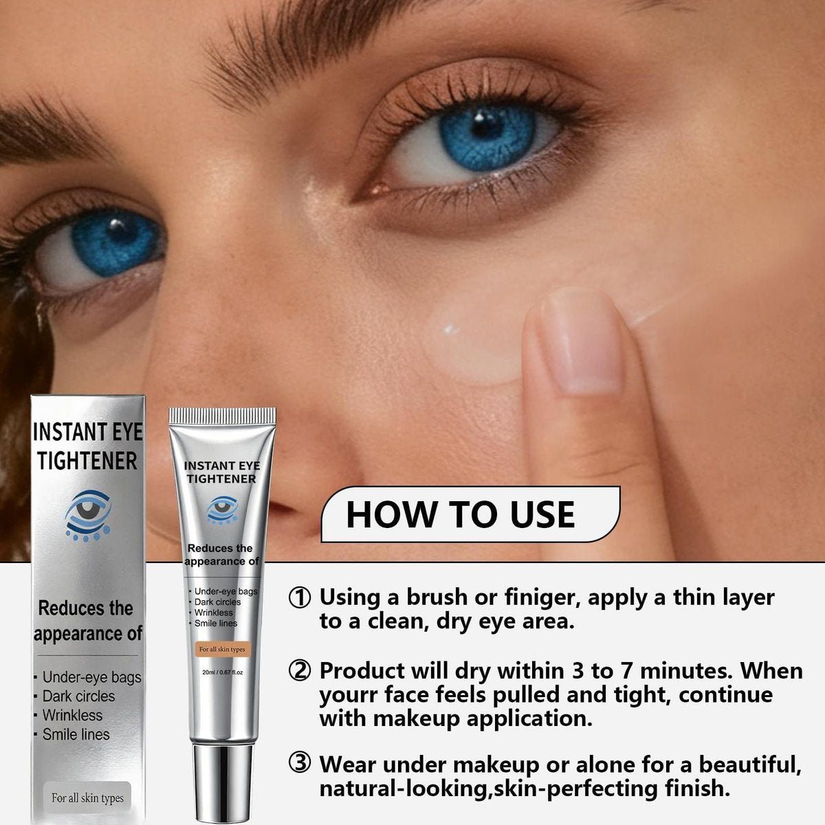 Instant Under Eye Lift Serum - Anti-Aging Formula for Under Bags and Wrinkles, Temporary Eye Tightener Cream Firming Primer Avelisse