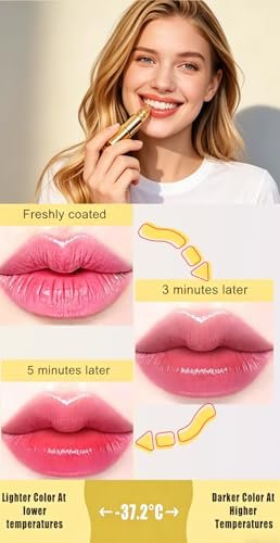 ZUZUBOON True Tone pH Adjusting Lipstick – Clear Lipstick That Changes Color, Long Lasting 24 Hour Moisturizing Lip Color for Women (Gold, 0.12 Fl Oz) - görsel 11
