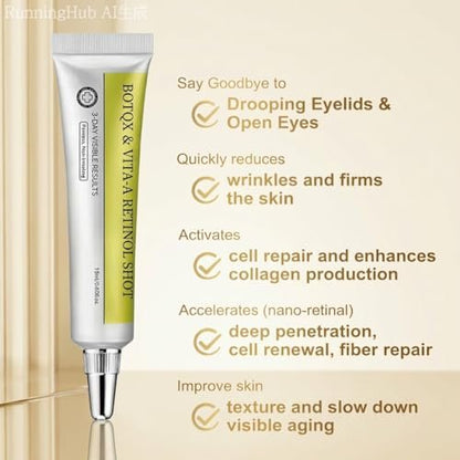 BOTO.X Retinol Shot Cream 2026 NEW Vita-A Wrinkle-Lift Tightening Retinal Shot Booster (2-Pack, 0.49 Fl Oz Each)