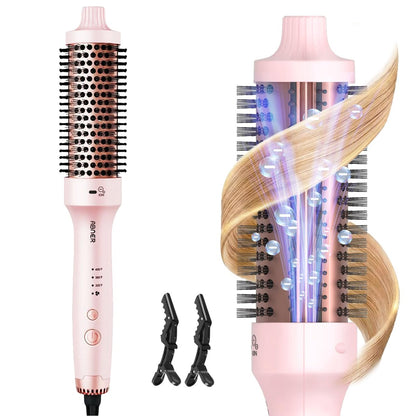 ABNER Thermal Ionic Brush – 1.5 Inch Heated Round Brush for Blowout Look, Tourmaline Ceramic with Negative Ions, Dual Voltage, Multiple Temperature Settings (Pink) Avelisse