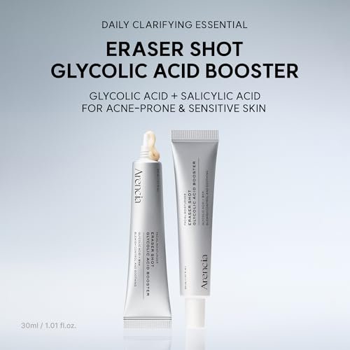 Arencia Eraser Shot Serum Glycolic Acid Booster with AHA BHA – Exfoliating Face Serum for Acne-Prone Skin, Pore Care & Texture Refining, Lightweight Daily Skincare, 30 mL / 1.01 fl. oz. Avelisse