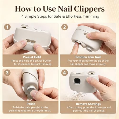 Colefoy Electric Nail Clippers for Seniors - 2026 Smart 2-in-1 Toe Nail Clipper with Polishing, USB, LED Light, Safety First, Mini Folding Keychain (Butter Yellow) Avelisse