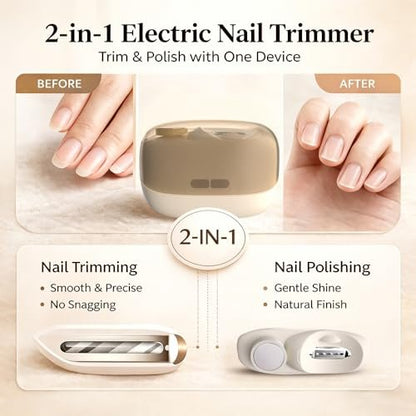 Colefoy Electric Nail Clippers for Seniors - 2026 Smart 2-in-1 Toe Nail Clipper with Polishing, USB, LED Light, Safety First, Mini Folding Keychain (Butter Yellow) Avelisse
