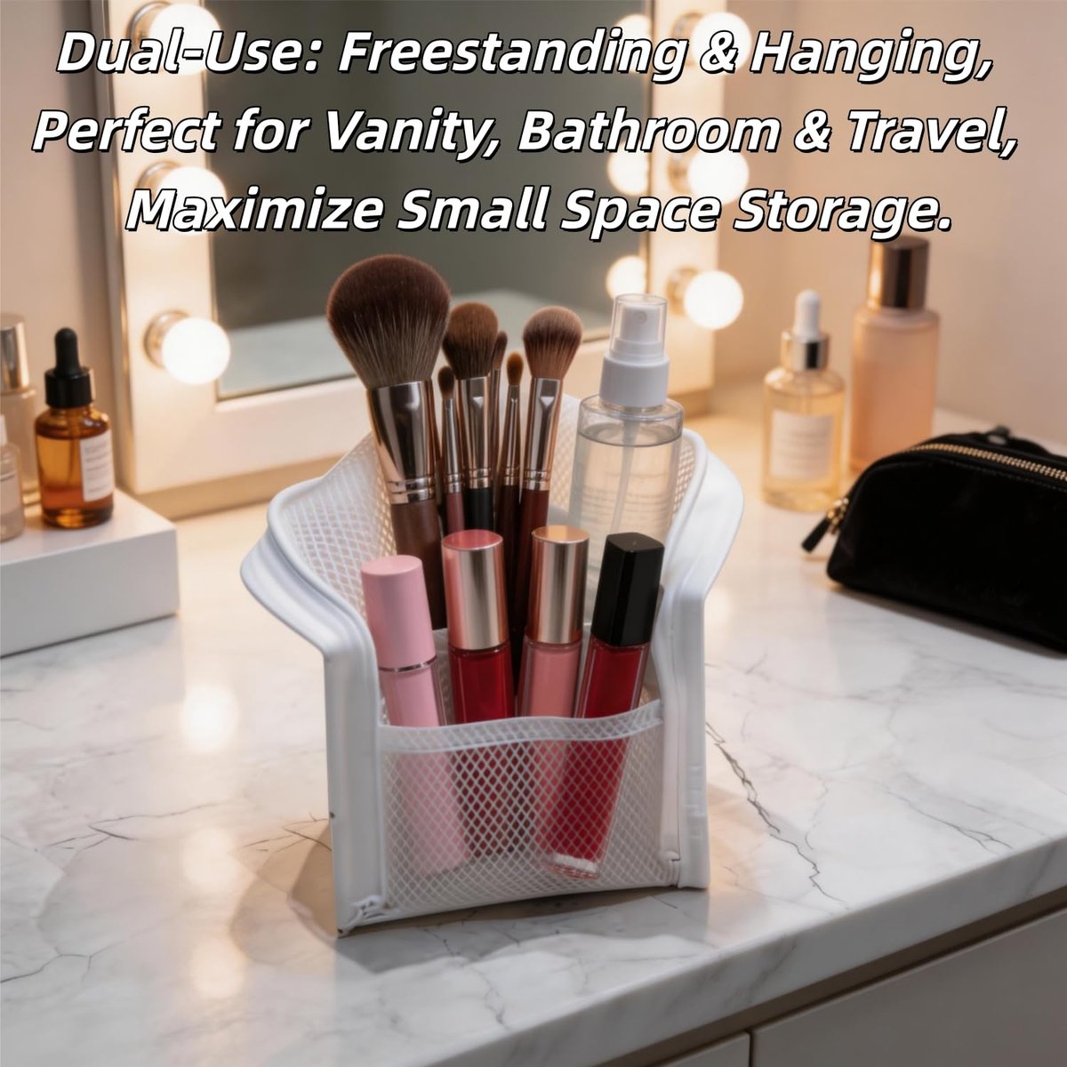 Chasefun Standing Toiletry Bag - Foldable Clear Hanging Travel Cosmetic Organizer, Large Capacity Waterproof EVA for Toothbrush & Toiletries (White) - görsel 11