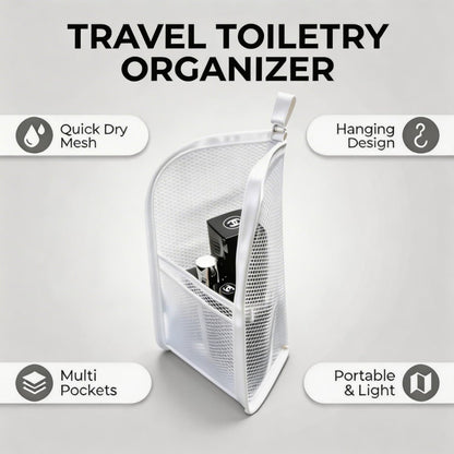 Chasefun Standing Toiletry Bag - Foldable Clear Hanging Travel Cosmetic Organizer, Large Capacity Waterproof EVA for Toothbrush & Toiletries (White)