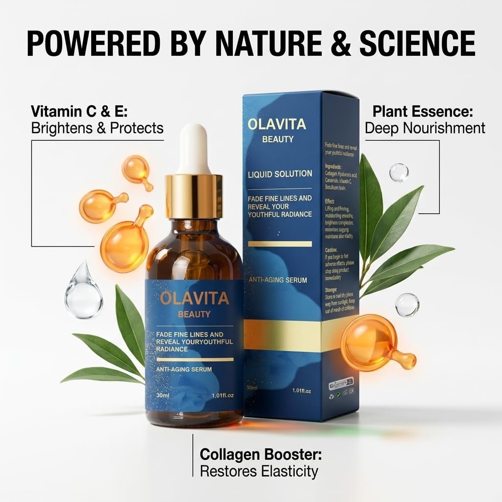 Original OLAVITA Facial Serum - Vitamin C & E Anti Aging Serum for Smoother Skin, Promotes Collagen Production (2 Fl Oz, Pack of 1) Avelisse