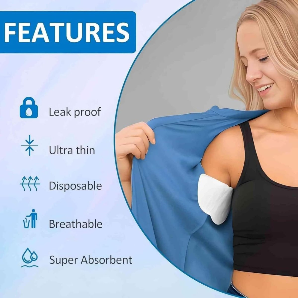 FJDNKDN Armpit Sweat Pads for Women and Men – 100 Pack Disposable Underarm Sweat Shields, White Avelisse