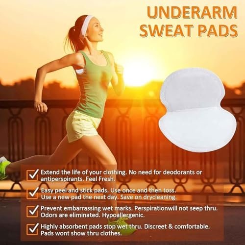 FJDNKDN Armpit Sweat Pads for Women and Men – 100 Pack Disposable Underarm Sweat Shields, White Avelisse