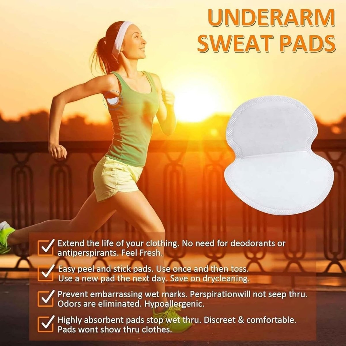 FJDNKDN Armpit Sweat Pads for Women and Men – 100 Pack Disposable Underarm Sweat Shields, White Avelisse