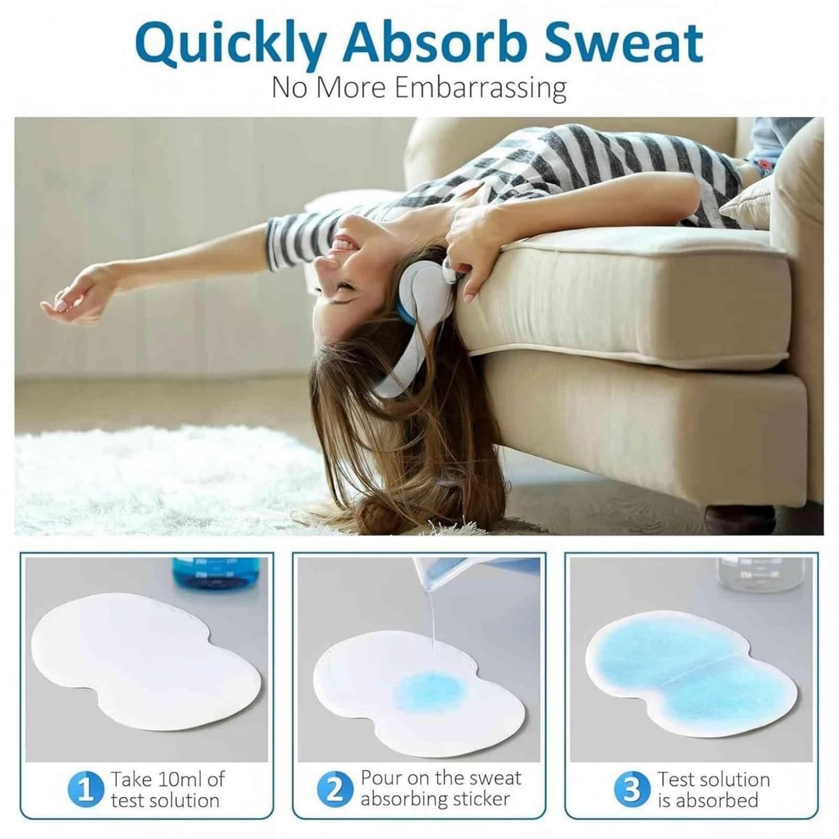 FJDNKDN Armpit Sweat Pads for Women and Men – 100 Pack Disposable Underarm Sweat Shields, White Avelisse