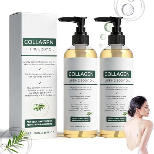 TFSUDI Hydrating Collagen Body Oil After Shower - 2 Packs, Lightweight Non-Greasy Lifting Oil for Women & Men, 3.38 Fl Oz Each Avelisse
