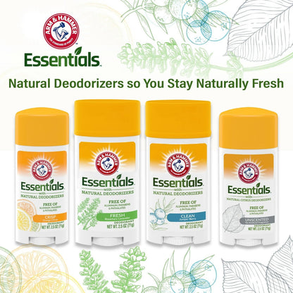 ARM & HAMMER Essentials Deodorant, Juniper Berry, Made with Natural Deodorizers, 2.5 oz