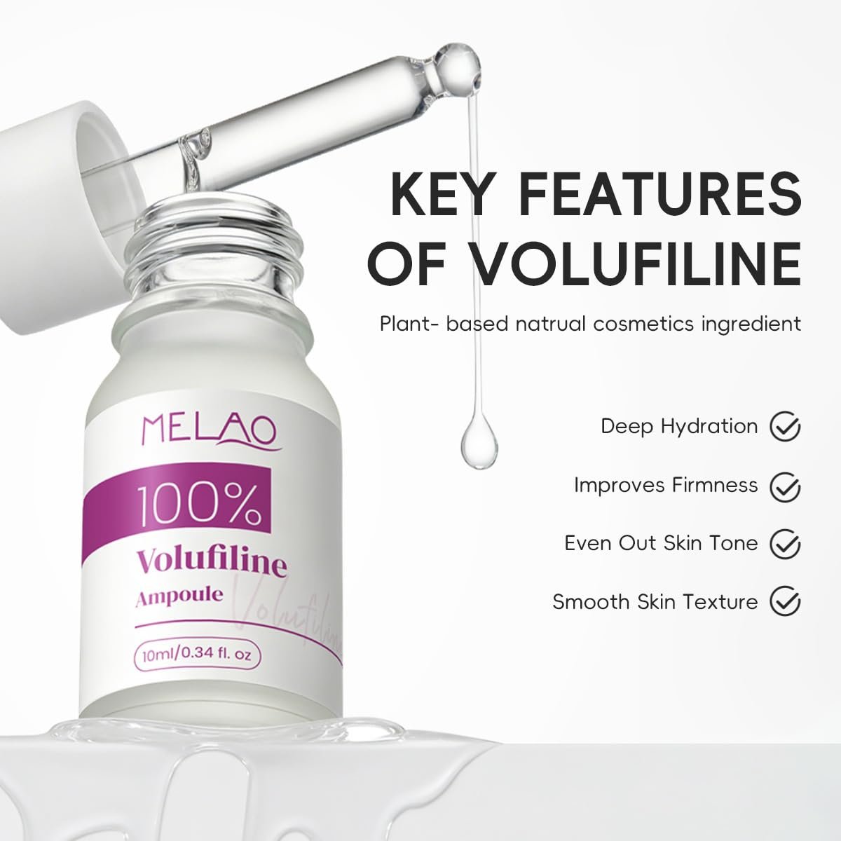 Volufiline 100% Ampoule Serum – Pure Volufiline from France for Face & Body – Skin Elasticity & Volume Enhancement – Anti-Aging Facial Serum for Plump, Firm Skin – 10ml/0.34 fl oz Avelisse