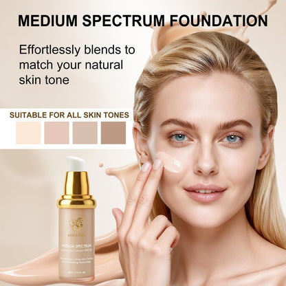4-in-1 Color Changing Foundation with SPF 50 - Medium Spectrum Hydrating Liquid Foundation & Concealer, Long-Lasting Waterproof Makeup, Medium-Full Coverage for All Skin Types (2-Pack) Avelisse