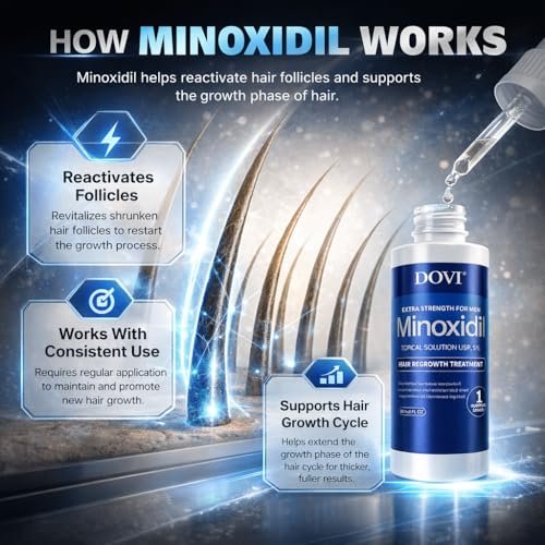 Dovi Minoxidil 5% Hair Regrowth Treatment for Men – Extra Strength Advanced Topical Solution, 6 Month Supply Avelisse