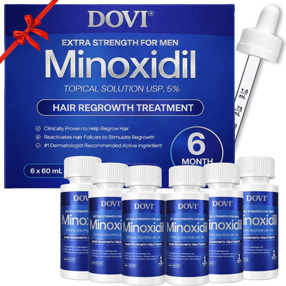 Dovi Minoxidil 5% Hair Regrowth Treatment for Men – Extra Strength Advanced Topical Solution, 6 Month Supply Avelisse