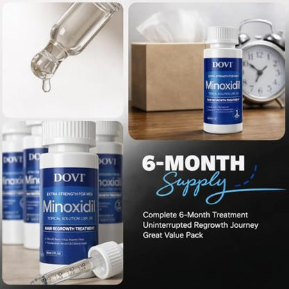 Dovi Minoxidil 5% Hair Regrowth Treatment for Men – Extra Strength Advanced Topical Solution, 6 Month Supply Avelisse