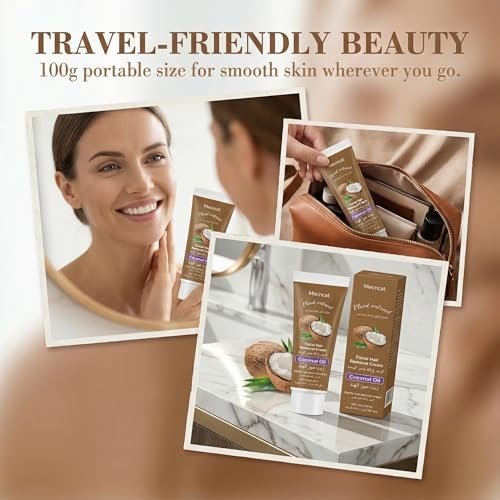 Coconut Oil Hair Removal Cream for Women – Gentle Facial Hair Remover, All Skin Types, 3.52 Fl Oz Avelisse