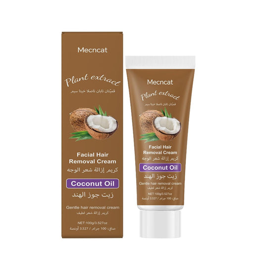 Coconut Oil Hair Removal Cream for Women – Gentle Facial Hair Remover, All Skin Types, 3.52 Fl Oz Avelisse