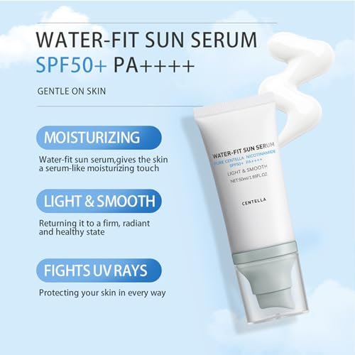 Loobexery Hyalu Cica Water-Fit Sun Serum SPF50 PA++++ - 2 Pack, 1.7 Fl Oz Each - Centella Madagascar Face Sunscreen, Matte No White Cast, UV Defense for All Skin Types Avelisse