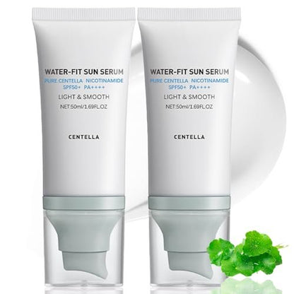 Loobexery Hyalu Cica Water-Fit Sun Serum SPF50 PA++++ - 2 Pack, 1.7 Fl Oz Each - Centella Madagascar Face Sunscreen, Matte No White Cast, UV Defense for All Skin Types Avelisse