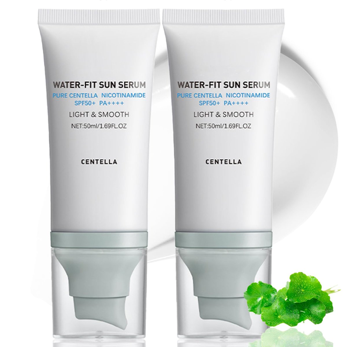 Loobexery Hyalu Cica Water-Fit Sun Serum SPF50 PA++++ - 2 Pack, 1.7 Fl Oz Each - Centella Madagascar Face Sunscreen, Matte No White Cast, UV Defense for All Skin Types Avelisse