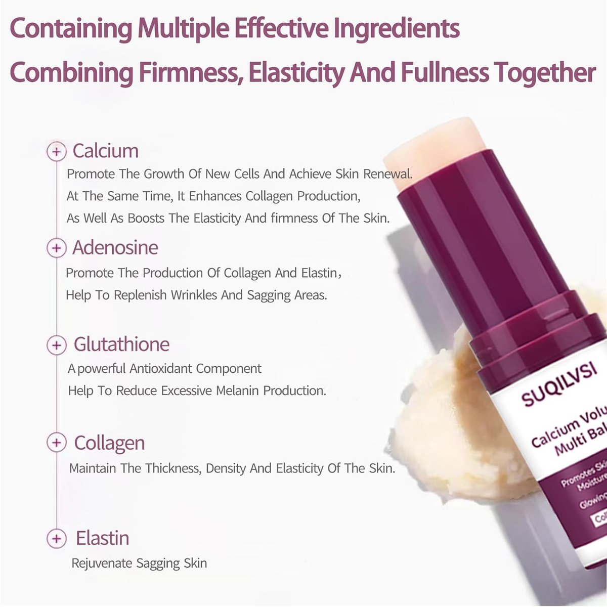 Calcium Multi-Function Moisturizing Stick - Firming & Hydrating Cream for Face, Eyes, Neck - Lightweight Non-Greasy Formula with Collagen, Hyaluronic Acid - Travel-Friendly Moisturizer for All Skin Types Avelisse