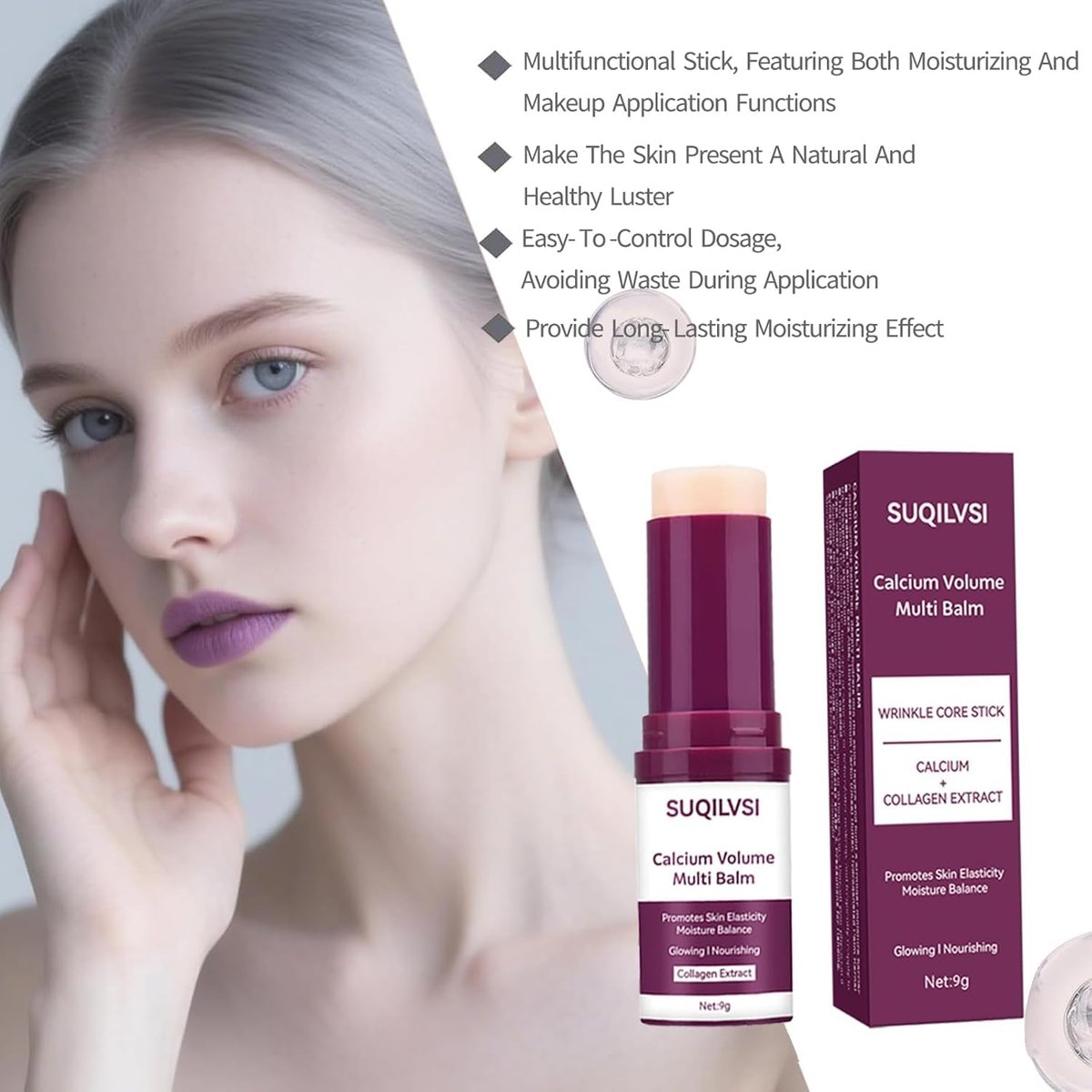 Calcium Multi-Function Moisturizing Stick - Firming & Hydrating Cream for Face, Eyes, Neck - Lightweight Non-Greasy Formula with Collagen, Hyaluronic Acid - Travel-Friendly Moisturizer for All Skin Types Avelisse
