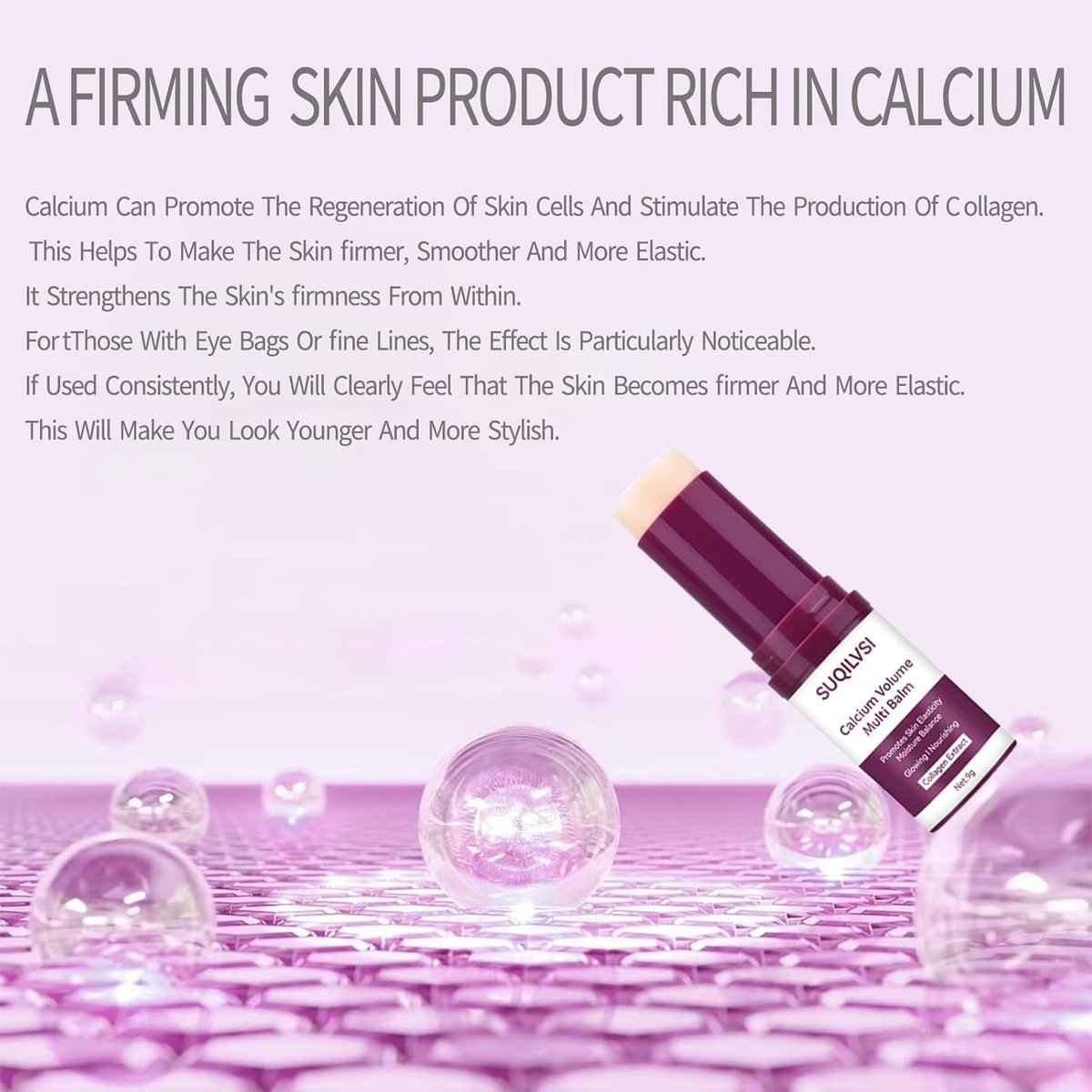 Calcium Multi-Function Moisturizing Stick - Firming & Hydrating Cream for Face, Eyes, Neck - Lightweight Non-Greasy Formula with Collagen, Hyaluronic Acid - Travel-Friendly Moisturizer for All Skin Types Avelisse