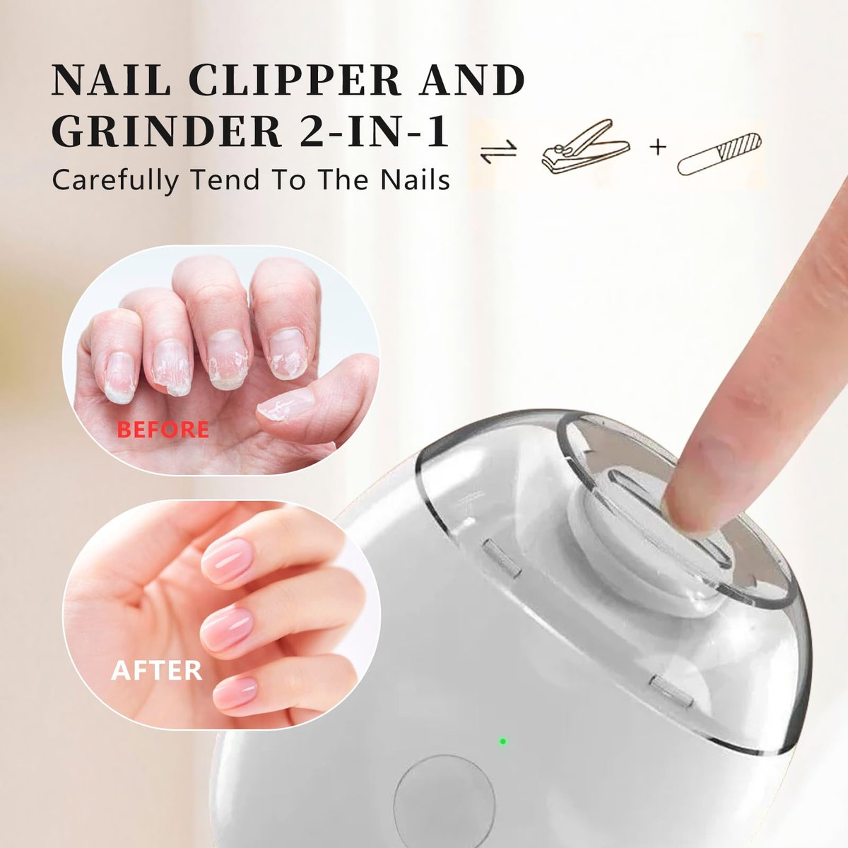 2026 New Electric Nail Clipper - Rechargeable 3 Speed Electric Nail Clippers for Seniors & Adults, Baby Electric Nail Trimmer with Light, Compact Automatic Nail Clipper for Nail Care (2 Pack) Avelisse