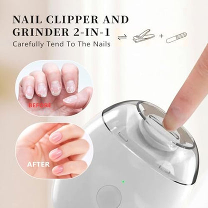 2026 New Electric Nail Clipper - Rechargeable 3 Speed Electric Nail Clippers for Seniors & Adults, Baby Electric Nail Trimmer with Light, Compact Automatic Nail Clipper for Nail Care (2 Pack) Avelisse