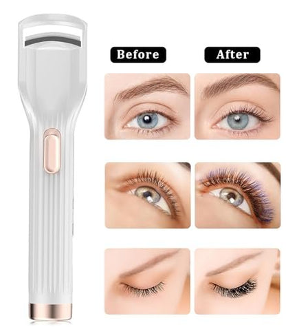 Acavado Heated Eyelash Curler Premium PRO - Fast Heat Up in 8s, 24H Long Lasting, Rechargeable Electric Eyelash Curler with Type-C, Innovative L Silicone, 2 Heat Modes, Anti-Burn Eyelid, White Avelisse