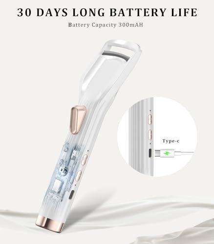 Acavado Heated Eyelash Curler Premium PRO - Fast Heat Up in 8s, 24H Long Lasting, Rechargeable Electric Eyelash Curler with Type-C, Innovative L Silicone, 2 Heat Modes, Anti-Burn Eyelid, White Avelisse