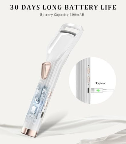 Acavado Heated Eyelash Curler Premium PRO - Fast Heat Up in 8s, 24H Long Lasting, Rechargeable Electric Eyelash Curler with Type-C, Innovative L Silicone, 2 Heat Modes, Anti-Burn Eyelid, White Avelisse