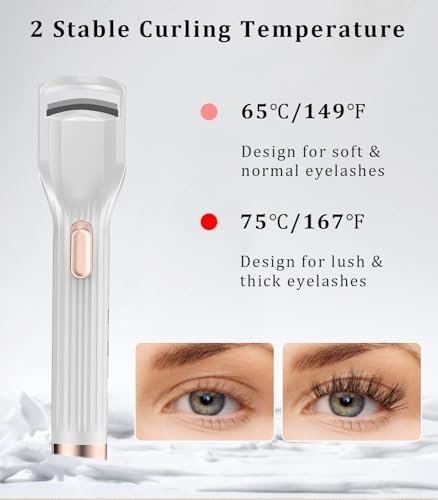 Acavado Heated Eyelash Curler Premium PRO - Fast Heat Up in 8s, 24H Long Lasting, Rechargeable Electric Eyelash Curler with Type-C, Innovative L Silicone, 2 Heat Modes, Anti-Burn Eyelid, White Avelisse