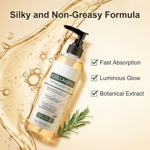 Gloramd Serum Collagen Lifting Body Oil - Hydrating & Firming Dry Oil, Lightweight Fast-Absorbing Non-Greasy Moisturizer for Smooth Radiant Skin, 3.38 Fl Oz Avelisse