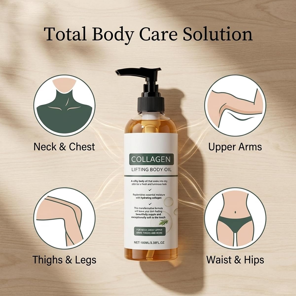 Gloramd Serum Collagen Lifting Body Oil - Hydrating & Firming Dry Oil, Lightweight Fast-Absorbing Non-Greasy Moisturizer for Smooth Radiant Skin, 3.38 Fl Oz Avelisse