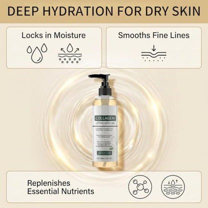 Gloramd Serum Collagen Lifting Body Oil - Hydrating & Firming Dry Oil, Lightweight Fast-Absorbing Non-Greasy Moisturizer for Smooth Radiant Skin, 3.38 Fl Oz Avelisse
