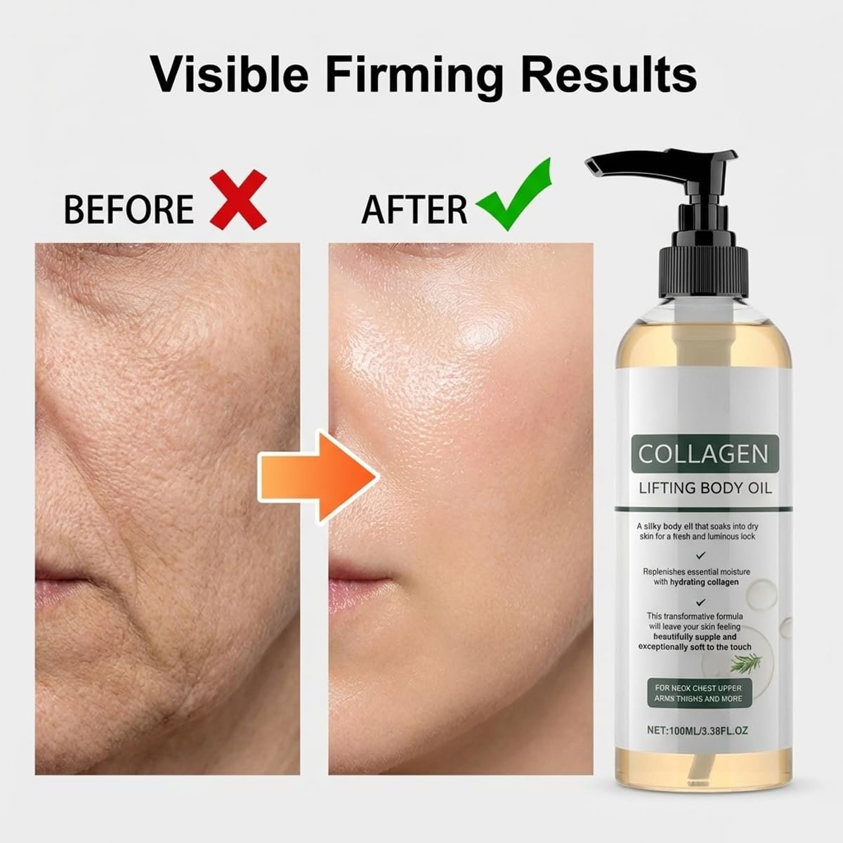 Gloramd Serum Collagen Lifting Body Oil - Hydrating & Firming Dry Oil, Lightweight Fast-Absorbing Non-Greasy Moisturizer for Smooth Radiant Skin, 3.38 Fl Oz Avelisse