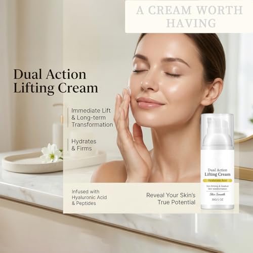 Gloramd Serum OKOA SKIN Dual Action Lifting Cream with Peptides & Hyaluronic Acid – Firming & Hydrating Face Moisturizer for All Skin Types Avelisse