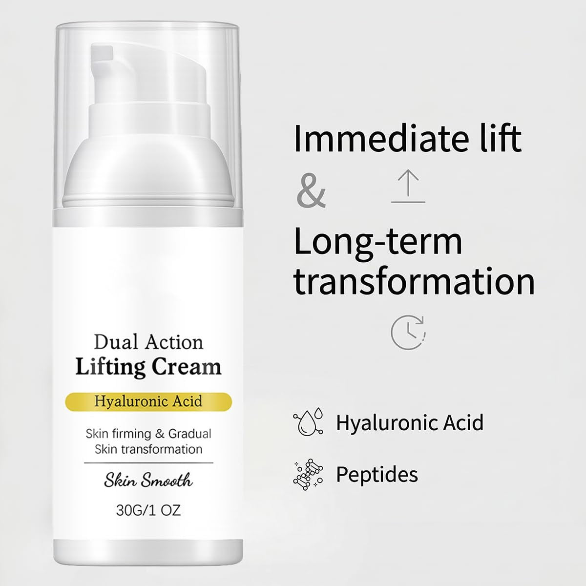 Gloramd Serum OKOA SKIN Dual Action Lifting Cream with Peptides & Hyaluronic Acid – Firming & Hydrating Face Moisturizer for All Skin Types Avelisse