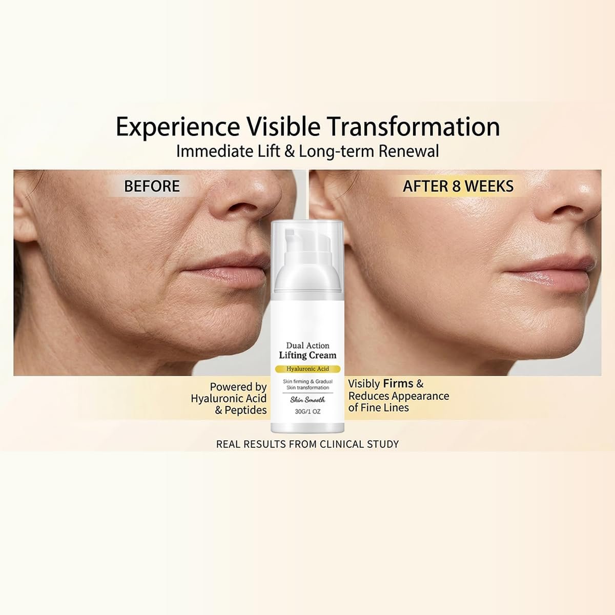 Gloramd Serum OKOA SKIN Dual Action Lifting Cream with Peptides & Hyaluronic Acid – Firming & Hydrating Face Moisturizer for All Skin Types Avelisse