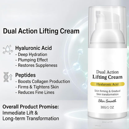 Gloramd Serum OKOA SKIN Dual Action Lifting Cream with Peptides & Hyaluronic Acid – Firming & Hydrating Face Moisturizer for All Skin Types Avelisse