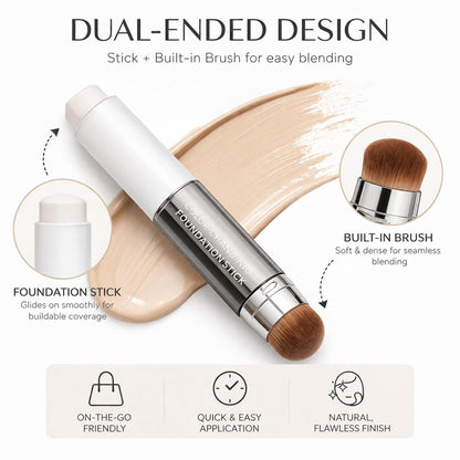 DAISYTREE Korean Color Changing Foundation Stick - 3-in-1 Primer, Foundation & Concealer, Medium to Full Coverage, Self-Adjusting Skin Tone, Natural Finish