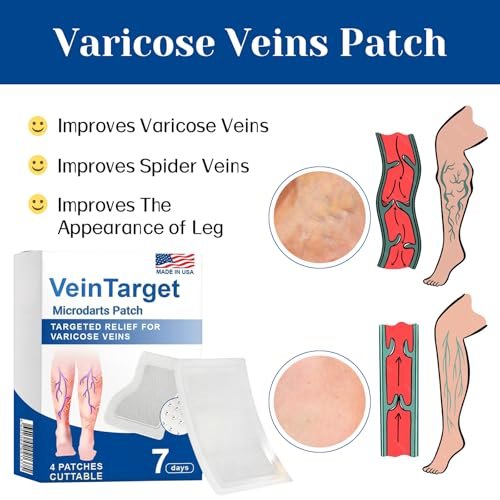 VeinTarget Microdarts Patch – Professional Varicose Veins Treatment for Legs, Natural Ingredients, All Skin Types (1 Pack) Avelisse