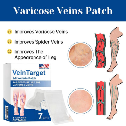 VeinTarget Microdarts Patch – Professional Varicose Veins Treatment for Legs, Natural Ingredients, All Skin Types (1 Pack) Avelisse