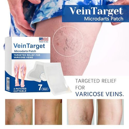 VeinTarget Microdarts Patch – Professional Varicose Veins Treatment for Legs, Natural Ingredients, All Skin Types (1 Pack) Avelisse